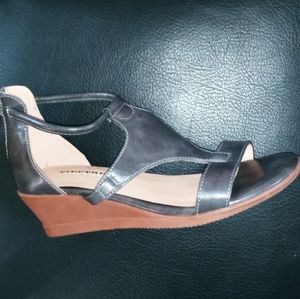 Gray wedge strap summer sandals